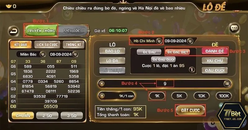 Điểm qua các loại hình cược lô đề 77Bet phổ biến